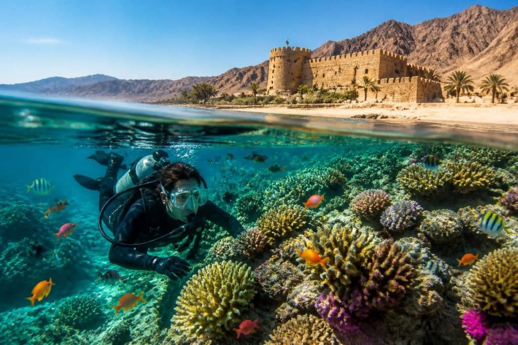 découvrez aqaba en jordanie, une destination idéale pour la plongée sous-marine, riche en patrimoine historique et bordée par les magnifiques plages de la mer rouge.